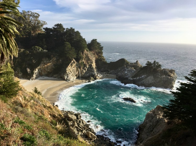 My photo of the waterfall on the beach
